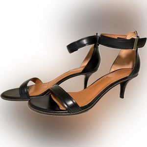 Givenchy Nadia Zip-Trim Ankle-Wrap Strappy Black Heels